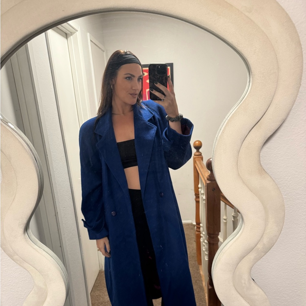 Women's Vintage Blue Long PeaCoat